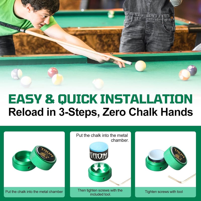 Banly TAOM Round Shaped Pool Chalk Holder, Portable Pool Chalk Cubes, Magnetic Mini Chalk Holder Pool Billiards, Pool Cue Chalk Case Container Box for Billiard Cue Tip Tool Pool Table Snooker Accessories - Image 4